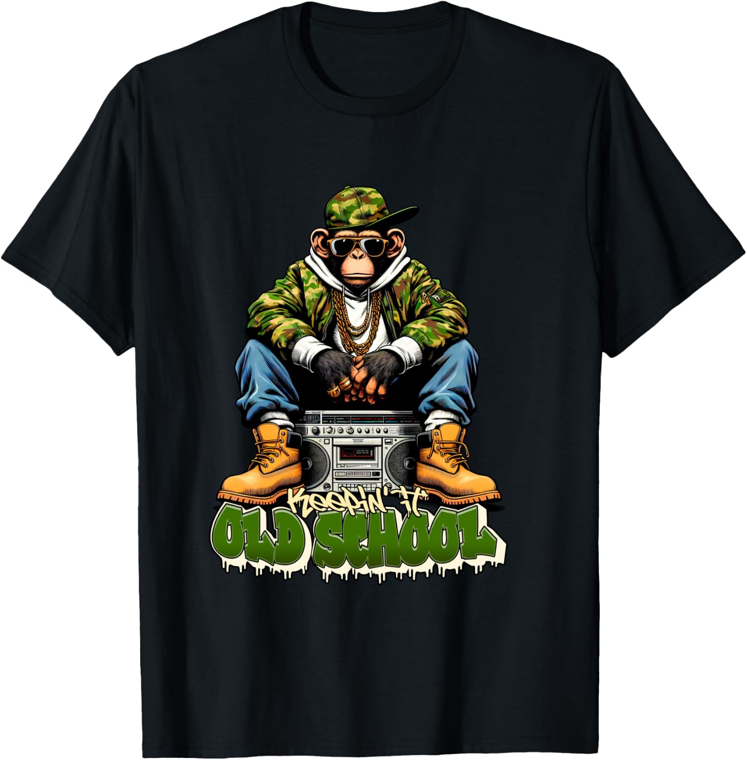 KEEPING IT OLD SCHOOL Hip Hop US Rap 90s New York , Black, S T-Shirt - T-Shirt | Black