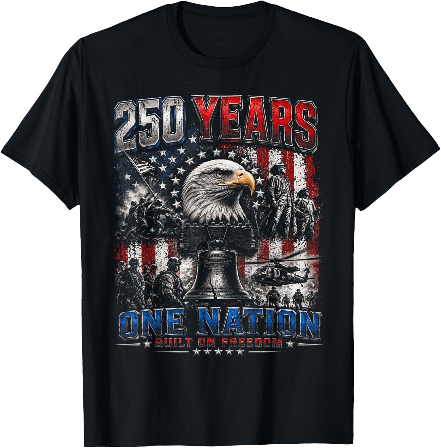 USA 250th Anniversary Celebrations American July 4th T-Shirt - T-Shirt | Black