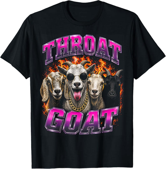 Throat Goat Funny Adult Humor Bootleg Y2K Graphic T-Shirt - T-Shirt | Black
