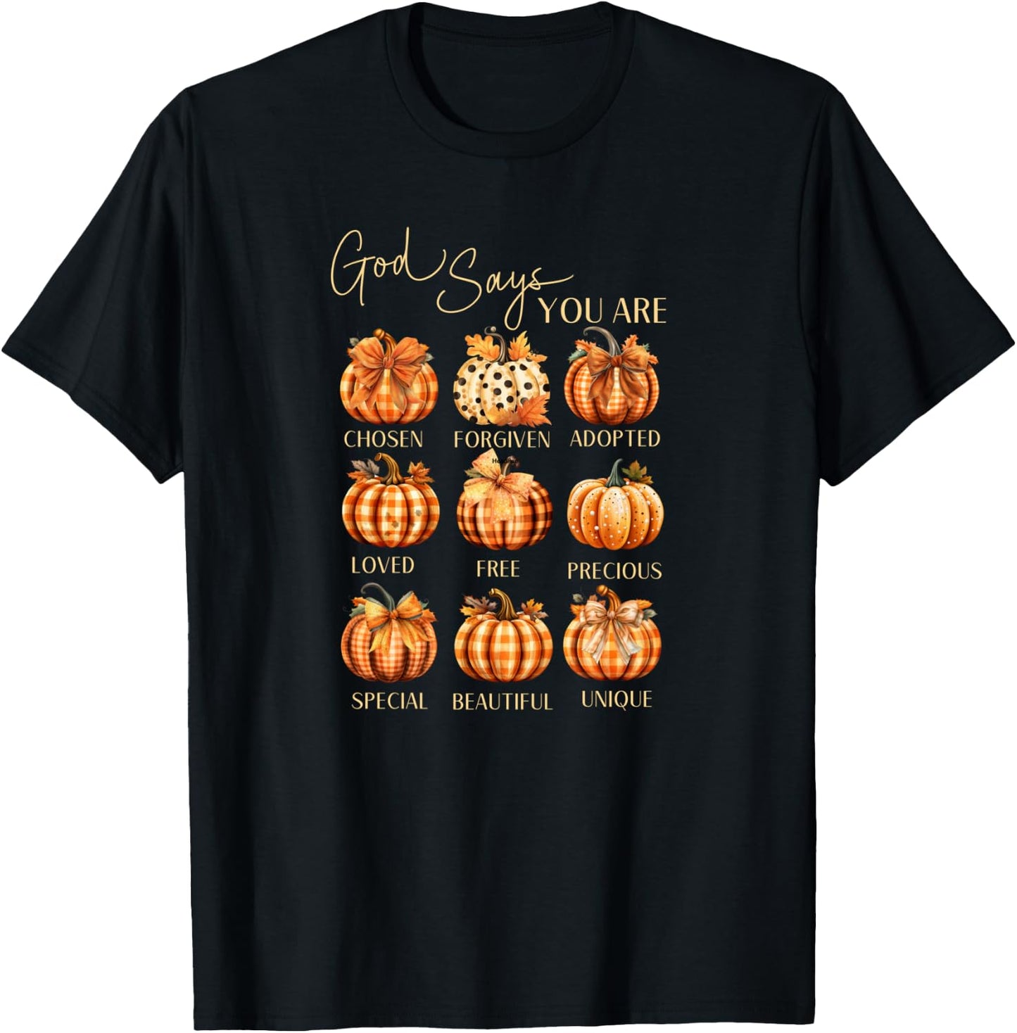 Fall Pumpkin Coquette Autumn God Says You Are Christian T-Shirt - T-Shirt | Black