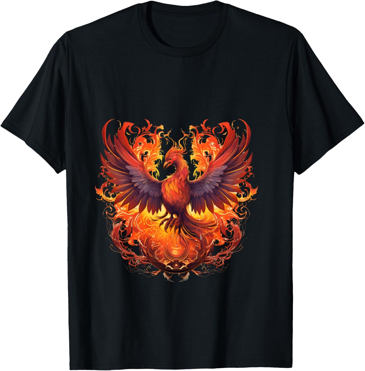 Phoenix Eagle: Wiedergeburt, neuer Anfang, symbolisch: Flammen unter der Sonne Langarmshirt T-Shirt - T-Shirt | Black