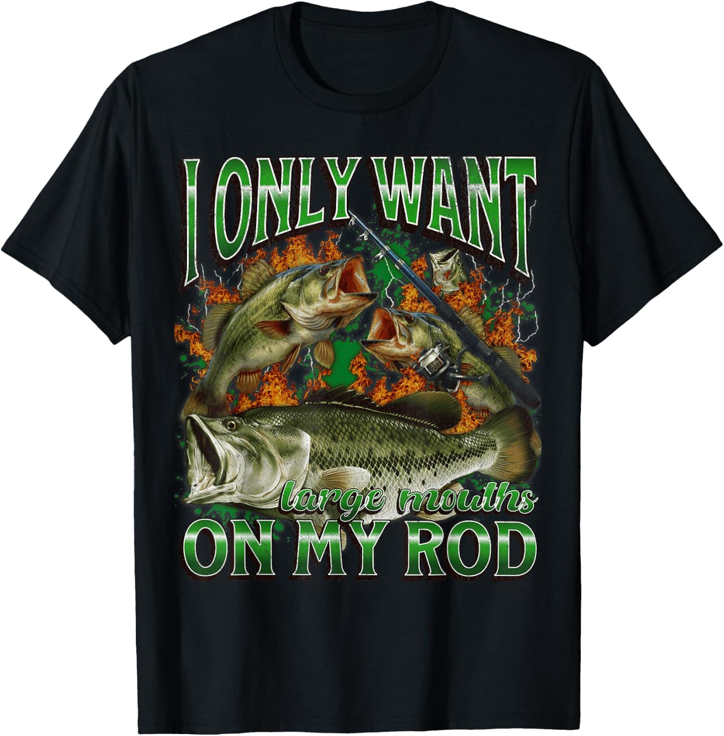Bass Fish Funny Offensive Fishing Meme Bootleg Graphic T-Shirt - T-Shirt | Black