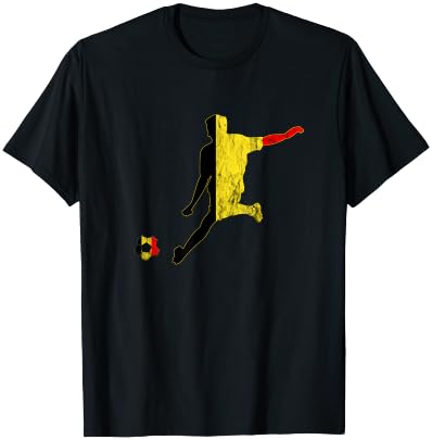 Belgium Belgian Flag Belgique Belgie Belgian Soccer Player T-Shirt - T-Shirt | Black