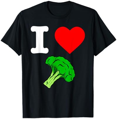 I Love Broccoli I Heart Vegetables Organic Vegan Life T-Shirt - T-Shirt | Black