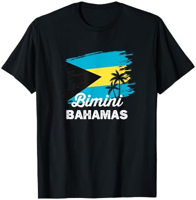 Vintage Bimini Nassau Bahamas Flag Vacation Travel Bahamian T-Shirt - T-Shirt | Black