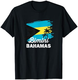 Vintage Bimini Nassau Bahamas Flag Vacation Travel Bahamian T-Shirt - T-Shirt | Black