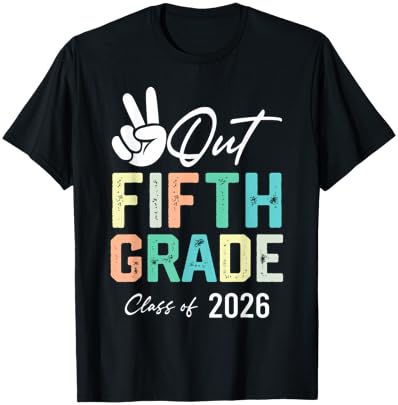 Peace Out Fifth Grade Class of 2026 Graduation Kids T-Shirt - T-Shirt | Black