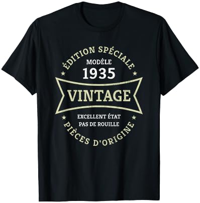 Vintage 90th Birthday Born in 1935 Vintage 90 Years Gift , Black, S T-Shirt - T-Shirt | Black