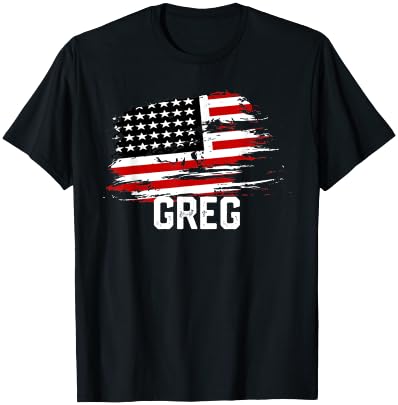 GREG USA Flag Personalized 4th of July GREG T-Shirt - T-Shirt | Black