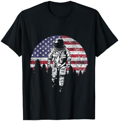 US Astronaut Out Of Space - America USA Flag 4th Of July T-Shirt - T-Shirt | Black