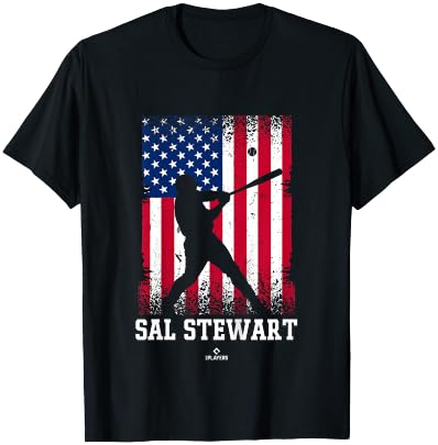 American Flag Swing Sal Stewart Prospect Baseball Fan Gear T-Shirt - T-Shirt | Black