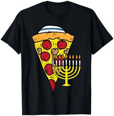 Hanukkah Pizza Funny Food Chanukah Jewish Men Women Kids T-Shirt - T-Shirt | Black