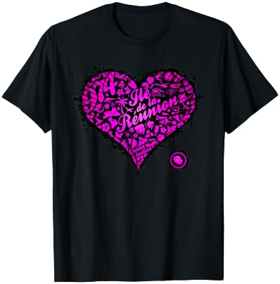 974 Reunion Island - Graffiti C24 - Heart - Pink T-Shirt - T-Shirt | Black