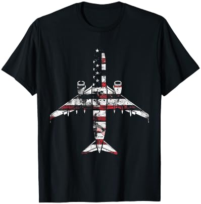 Airplane Pilot American Flag USA Patriotic T-Shirt - T-Shirt | Black